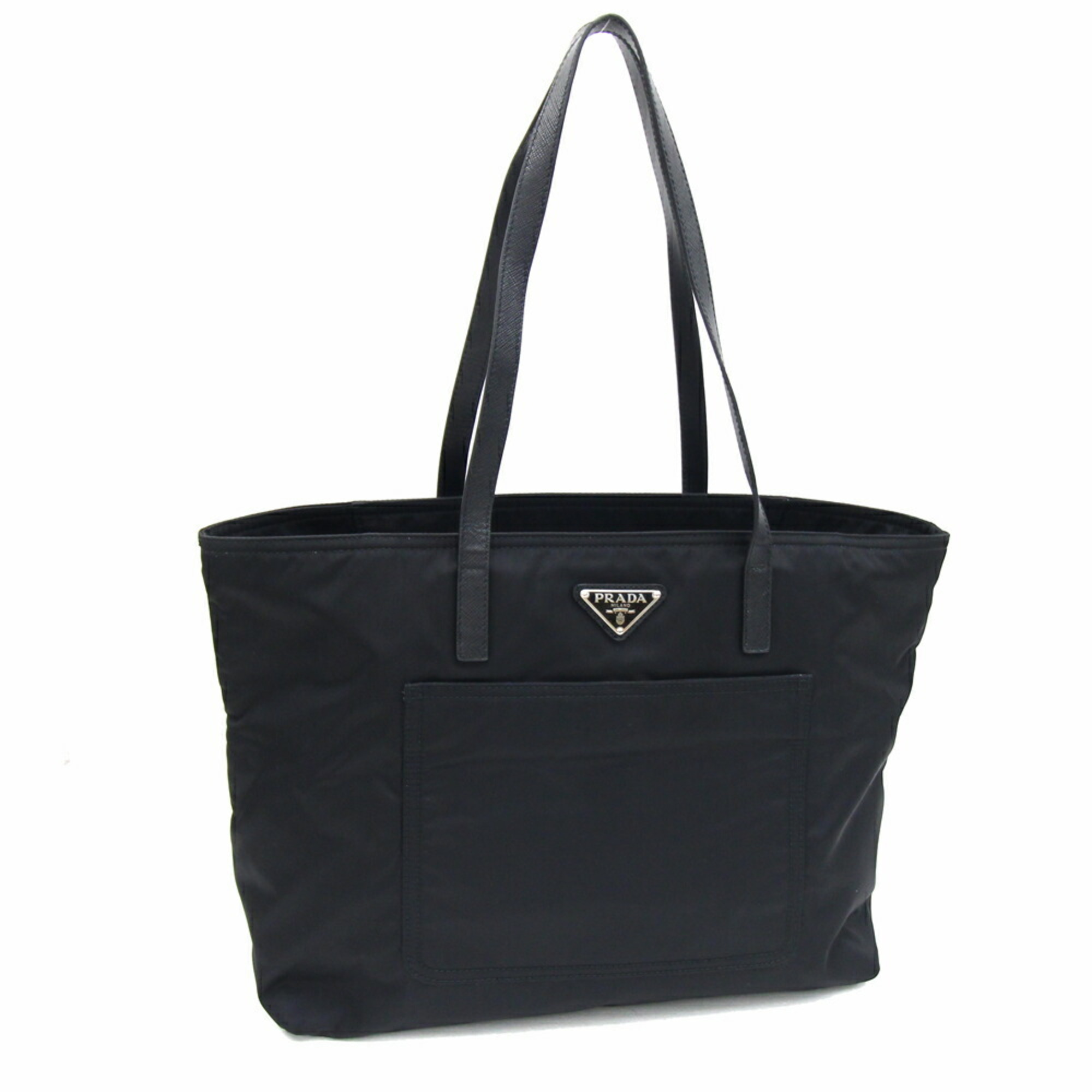 Prada Tote Bag 1BG052 Black Nylon Leather Triangle Women's PRADA