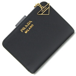 Prada Bi-fold Wallet 1ML018 Black Leather Compact Women's PRADA