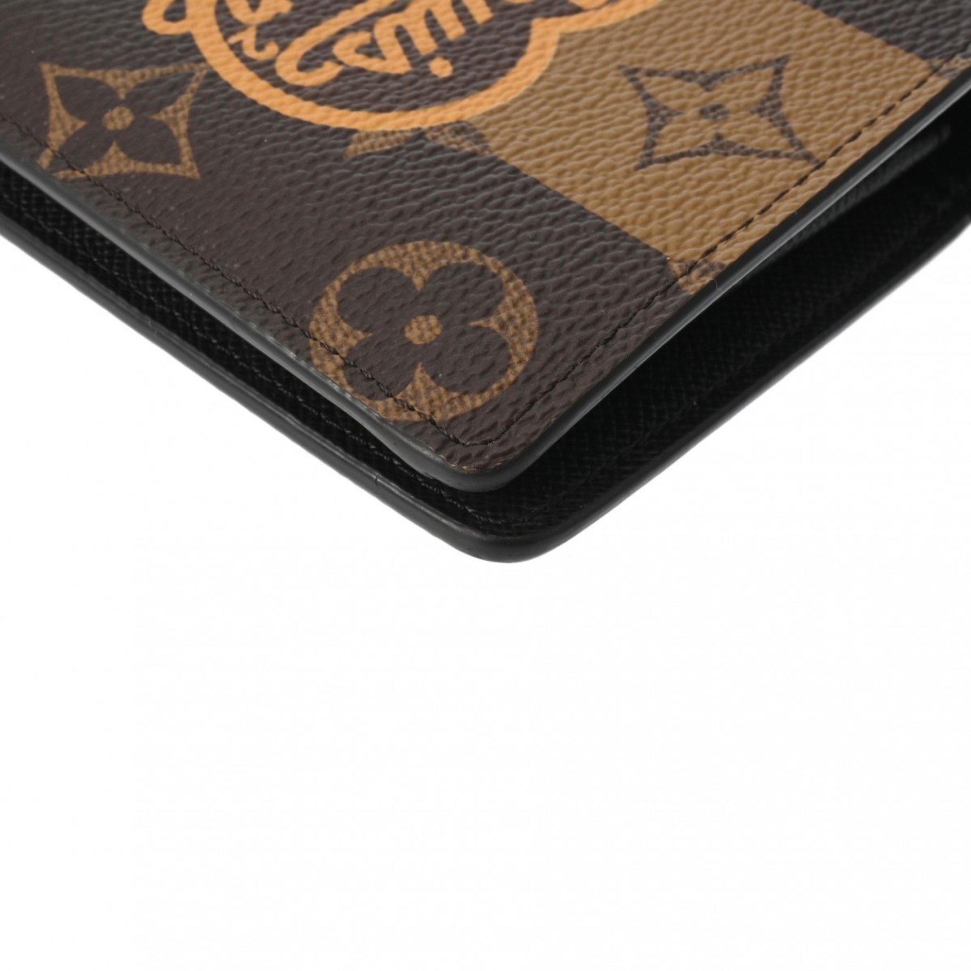 LOUIS VUITTON Louis Vuitton Monogram Portefeuille Brazza NIGO Collaboration Brown Men's Stripe Long Wallet