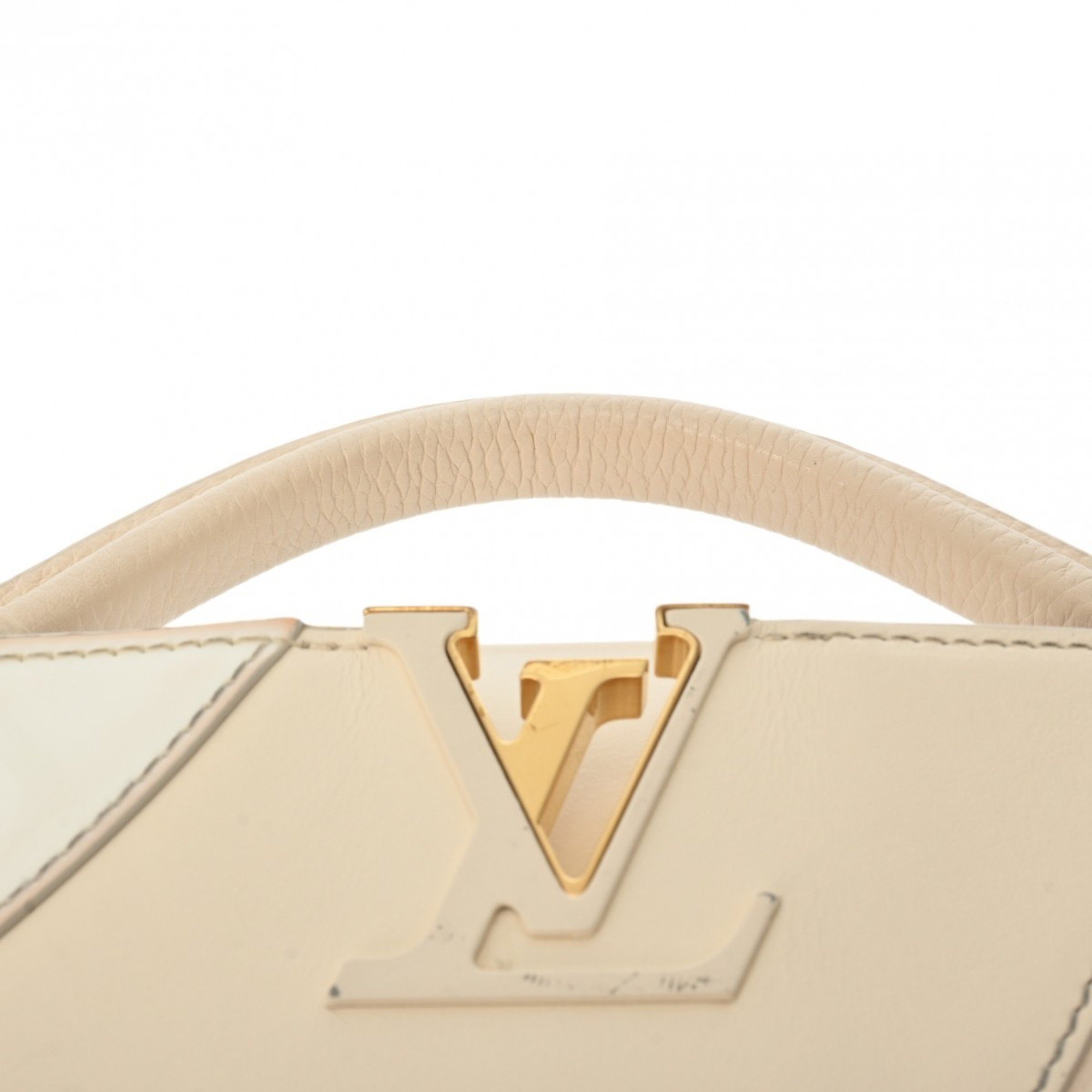 LOUIS VUITTON Capucines BB Tonal Vanilla Beige Women's Taurillon/Enamel Handbag