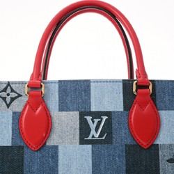 LOUIS VUITTON Louis Vuitton Monogram Denim On the Go GM Tote Blue/Red Unisex Leather Handbag