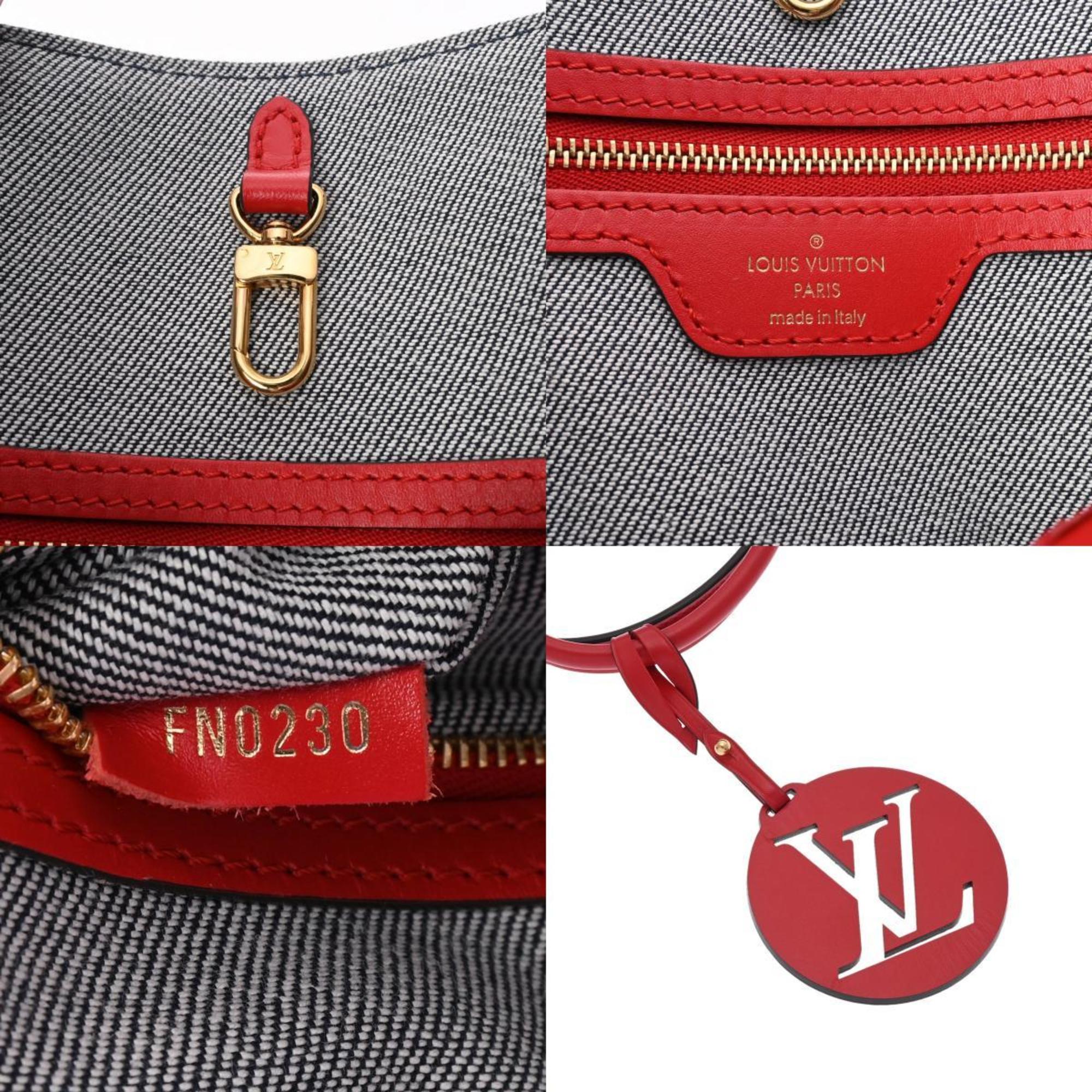 LOUIS VUITTON Louis Vuitton Monogram Denim On the Go GM Tote Blue/Red Unisex Leather Handbag