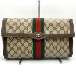 GUCCI Gucci Clutch Bag Sherry Line GG Supreme Canvas/Leather Brown Women's