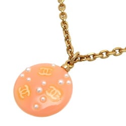 Chanel Coco Mark Women's Necklace GP Salmon Pink DH83156