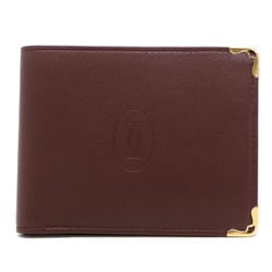 Cartier Must de Women's and Men's Bi-fold Wallet L3001368 Leather Bordeaux (Red) DH83002