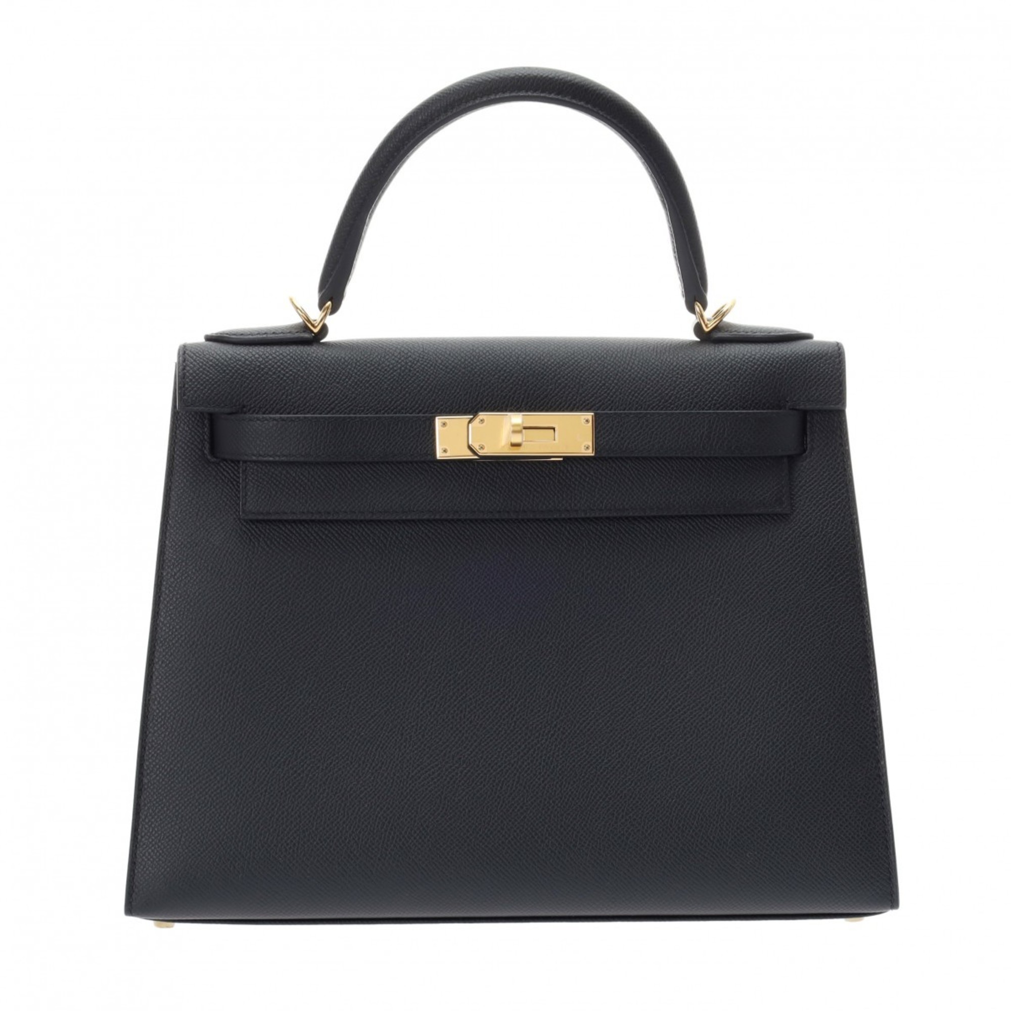 HERMES Kelly 28 Outer Stitched Bag Black B Stamp (Around 2023) Women's Epsom Leather Handbag