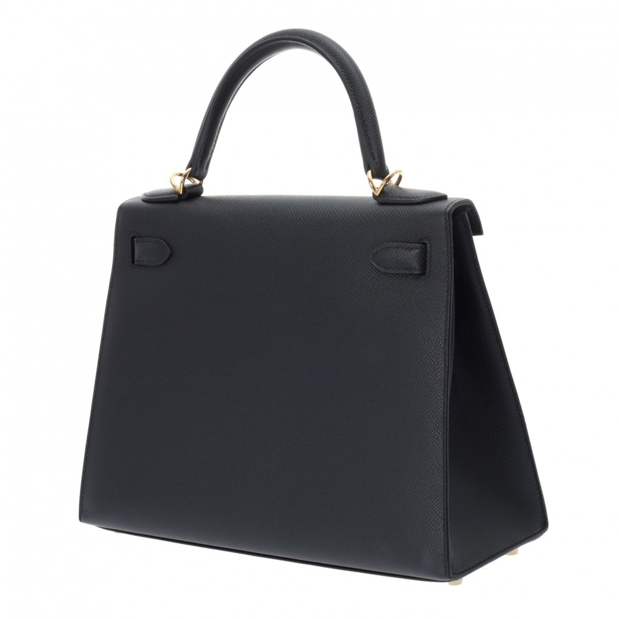 HERMES Kelly 28 Outer Stitched Bag Black B Stamp (Around 2023) Women's Epsom Leather Handbag