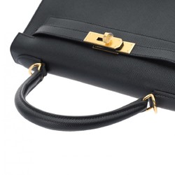 HERMES Kelly 28 Outer Stitched Bag Black B Stamp (Around 2023) Women's Epsom Leather Handbag