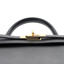 HERMES Kelly 28 Outer Stitched Bag Black B Stamp (Around 2023) Women's Epsom Leather Handbag