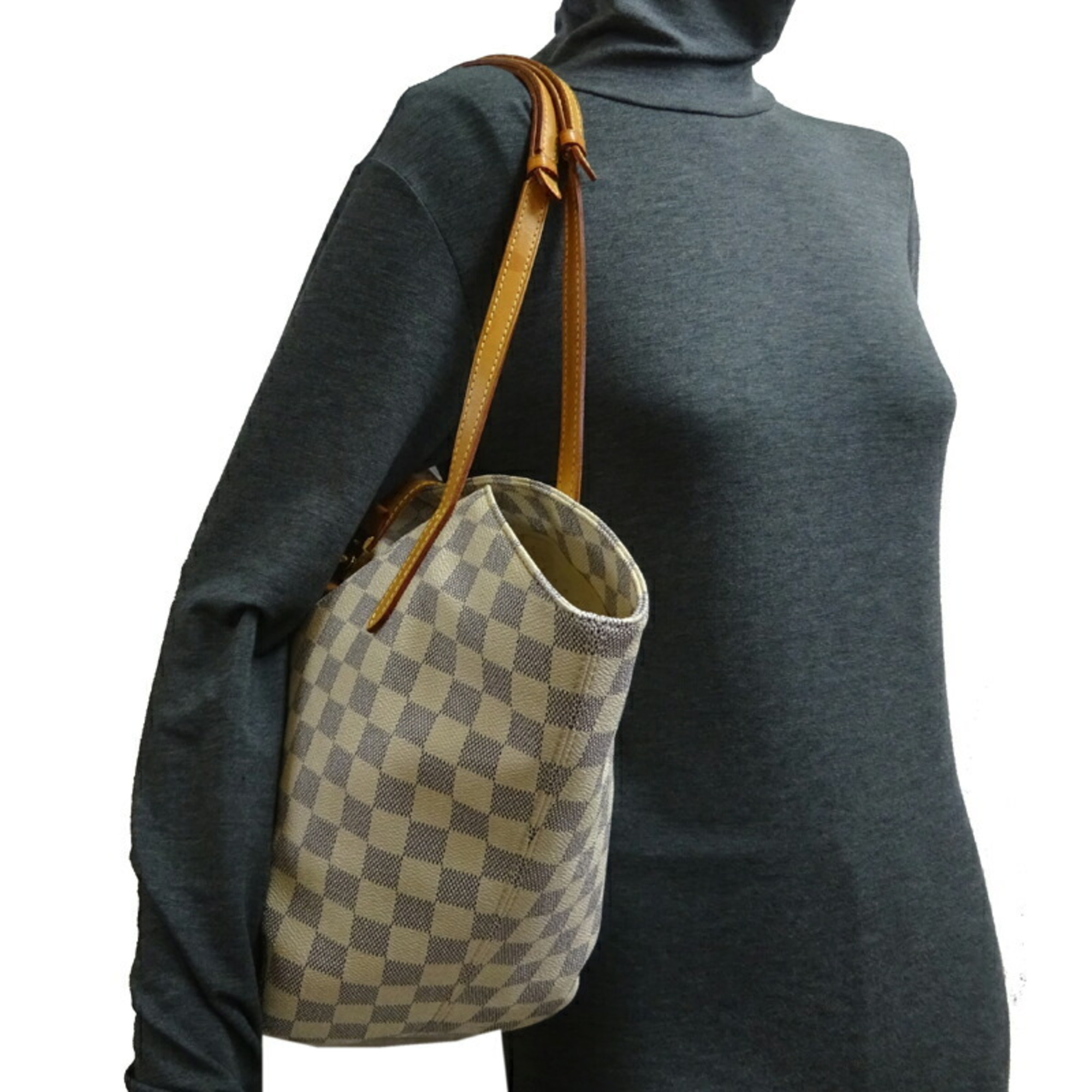 Louis Vuitton Salina PM Women's Tote Bag N41208 Damier Azur White DH83126