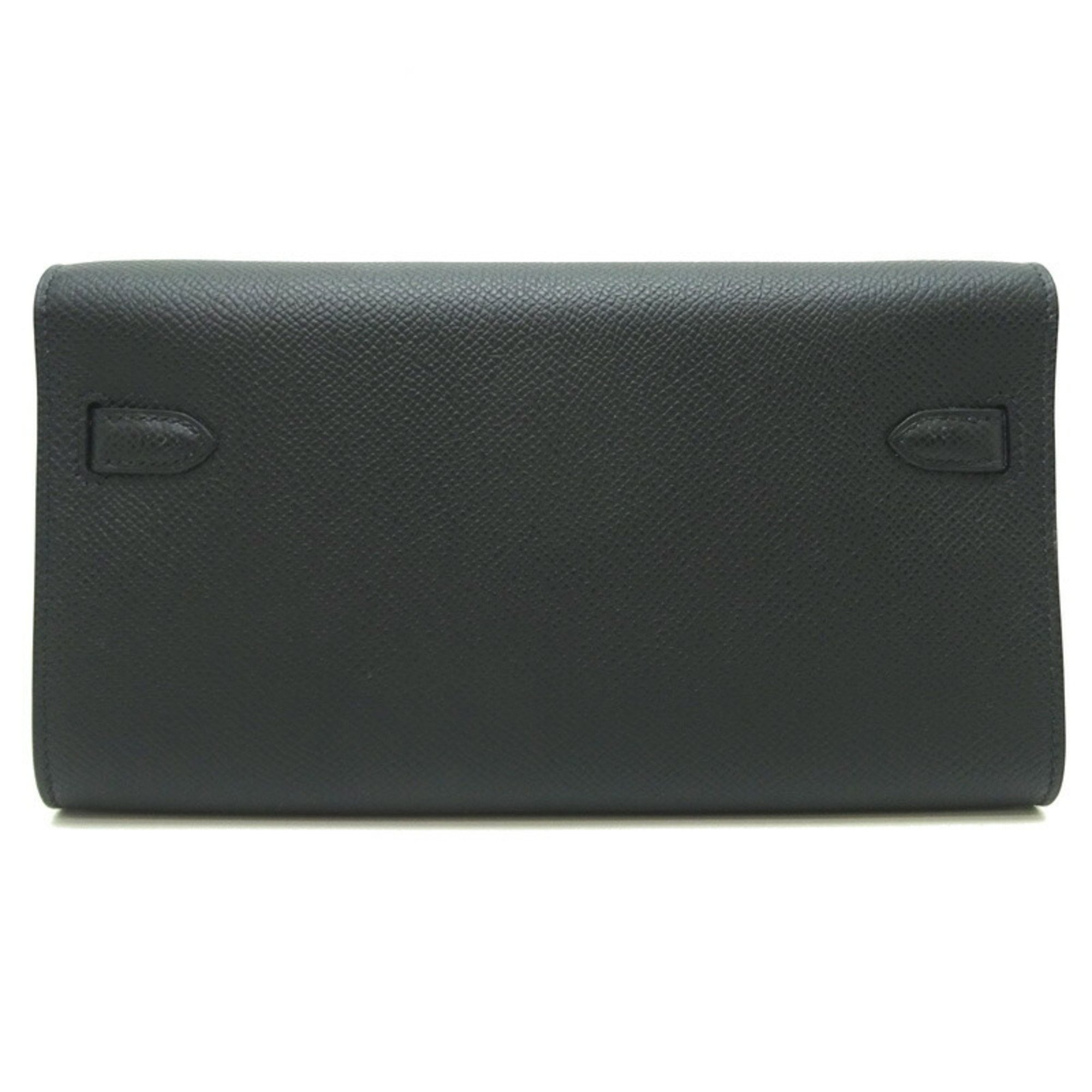 Hermes Kelly Wallet To Go U Engraved () With sticker on metal fittings Women's long wallet Veau Epsom Noir (Black) DH83094