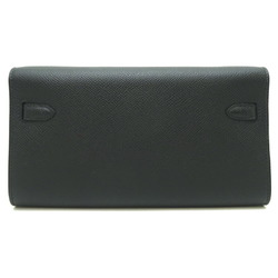 Hermes Kelly Wallet To Go U Engraved () With sticker on metal fittings Women's long wallet Veau Epsom Noir (Black) DH83094