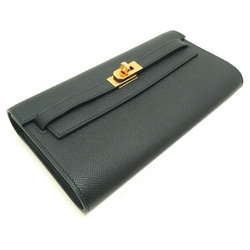 Hermes Kelly Wallet To Go U Engraved () With sticker on metal fittings Women's long wallet Veau Epsom Noir (Black) DH83094