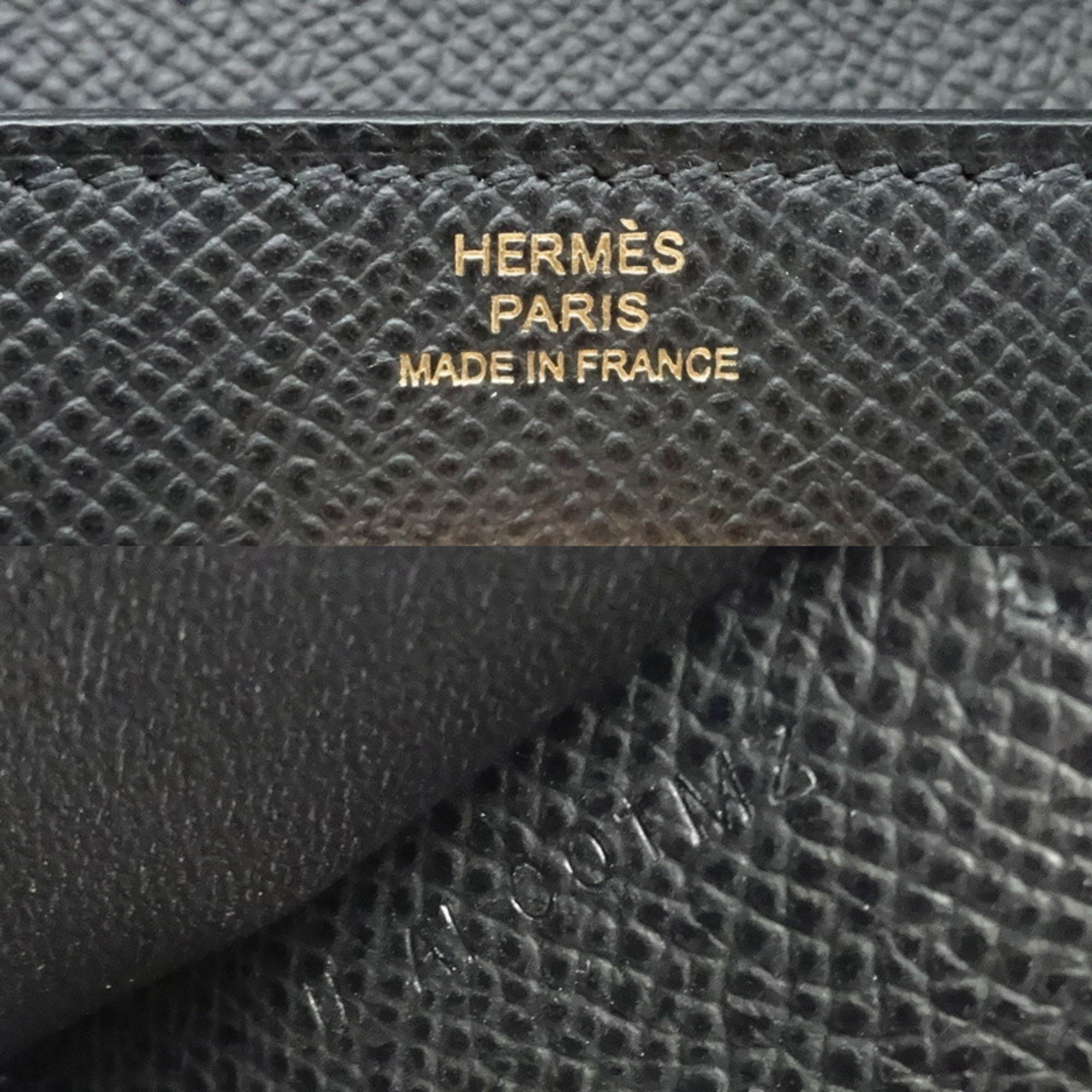 Hermes Kelly Wallet To Go U Engraved () With sticker on metal fittings Women's long wallet Veau Epsom Noir (Black) DH83094