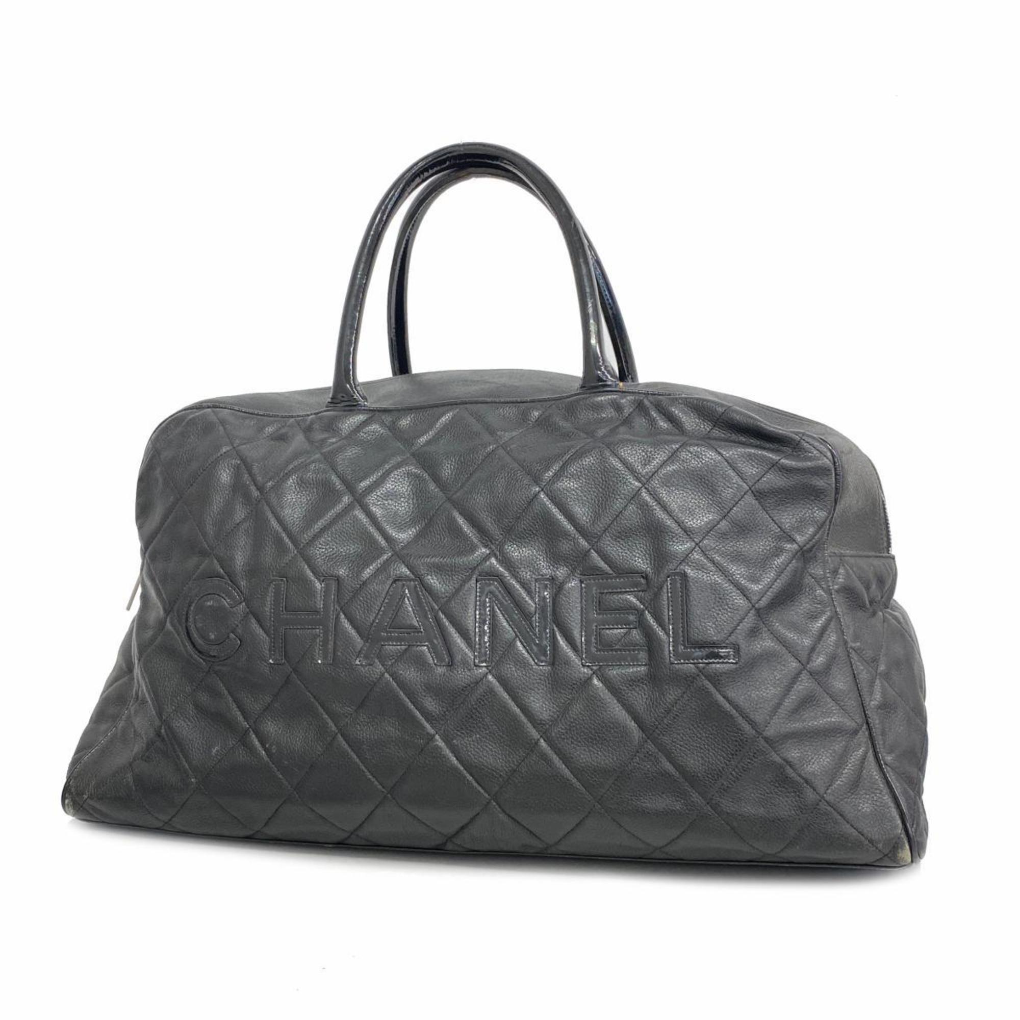 Chanel Boston Bag, Matelasse Leather, Black, Men's, Women's