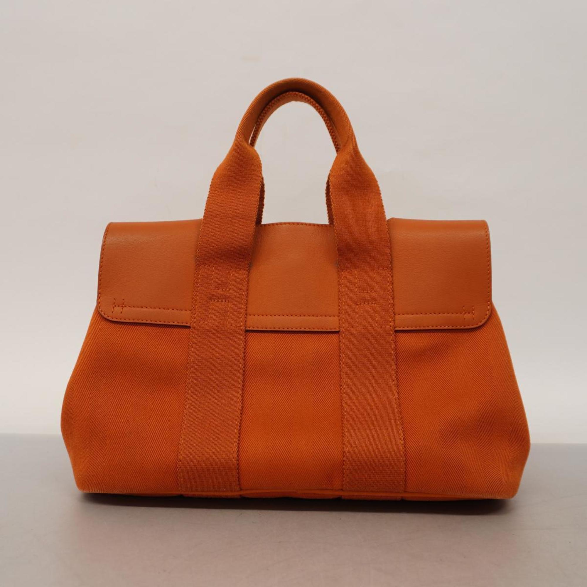 Hermes Tote Bag Valparaiso PM Toile Chevron Orange Women's