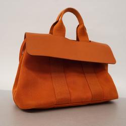 Hermes Tote Bag Valparaiso PM Toile Chevron Orange Women's