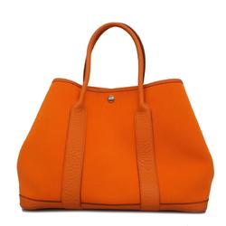 Hermes Tote Bag Garden PM □Q Stamp Toile Officier Orange Women's