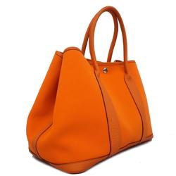 Hermes Tote Bag Garden PM □Q Stamp Toile Officier Orange Women's