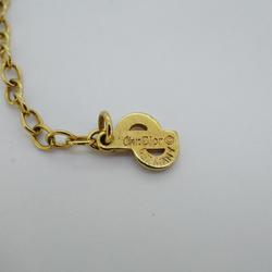 Christian Dior Necklace Heart Motif Rhinestone GP Plated Gold Women's