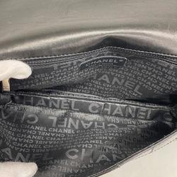 Chanel Shoulder Bag Chocolate Bar Chain Patent Leather Black Women's