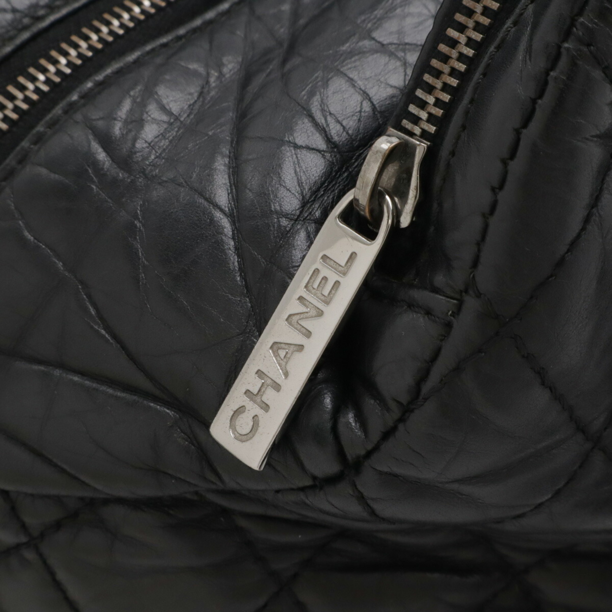 CHANEL Chanel Matelasse Coco Mark Shoulder Bag Chain Handbag Boston Leather Black