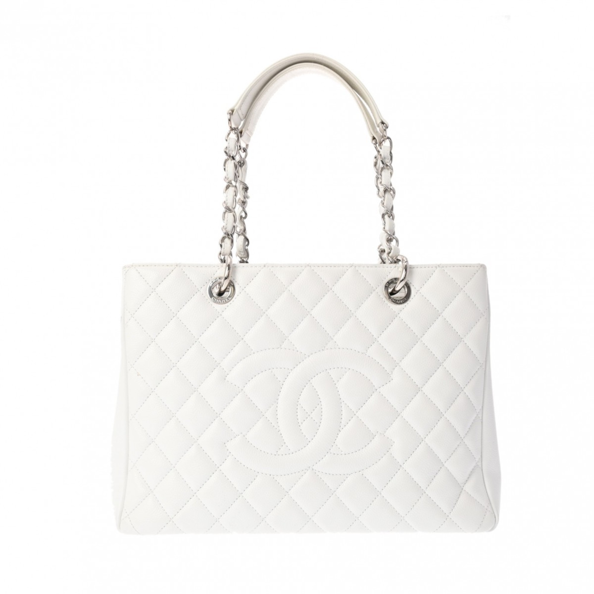 CHANEL Chanel Matelasse GST Grand Tote White A50995 Women's Caviar Skin Bag