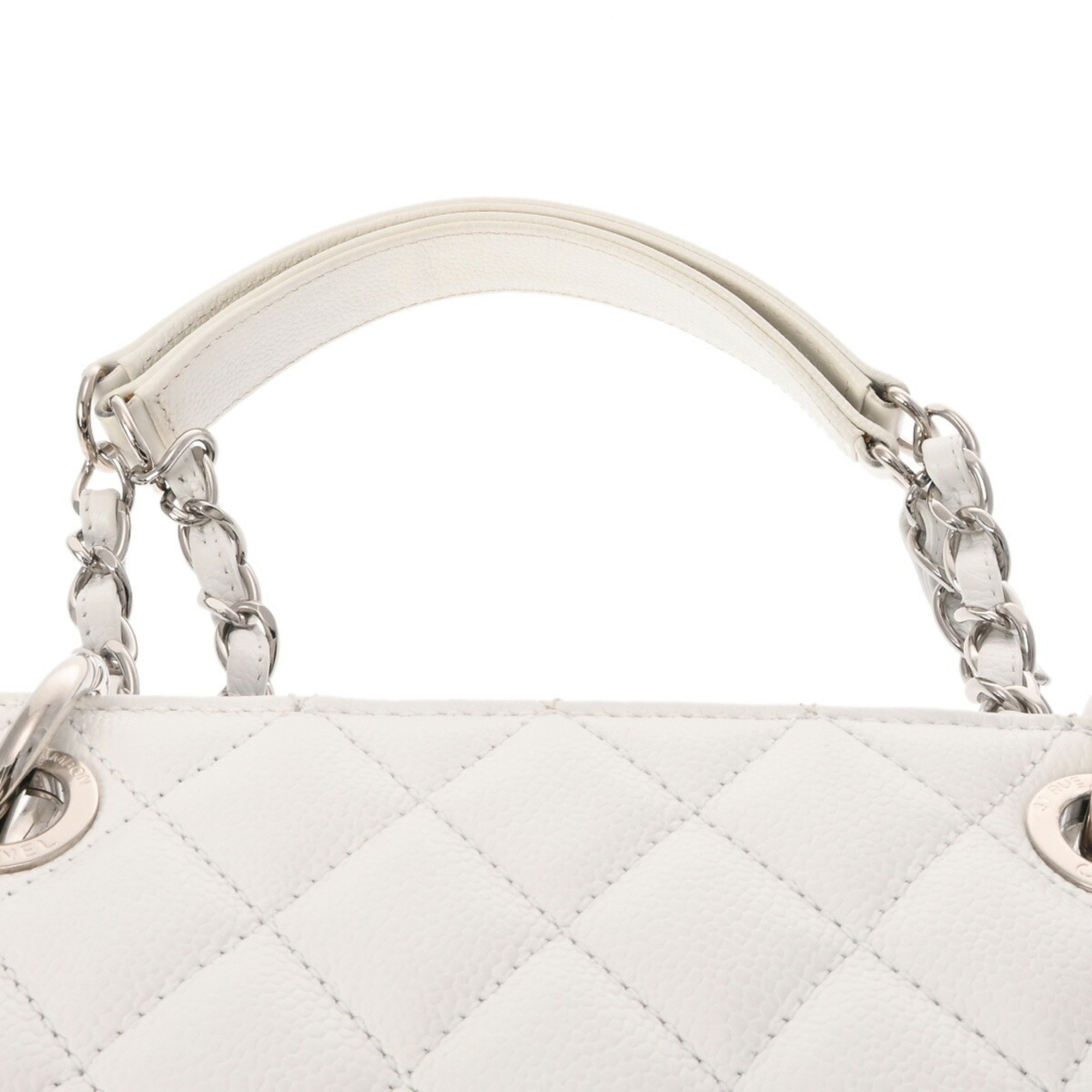 CHANEL Chanel Matelasse GST Grand Tote White A50995 Women's Caviar Skin Bag