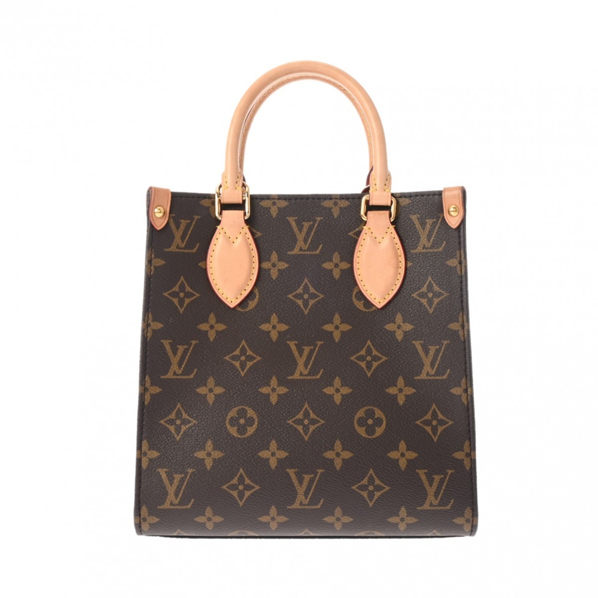 LOUIS VUITTON Louis Vuitton Monogram Sac Plat BB Tote Brown M45847 Unisex Canvas Handbag