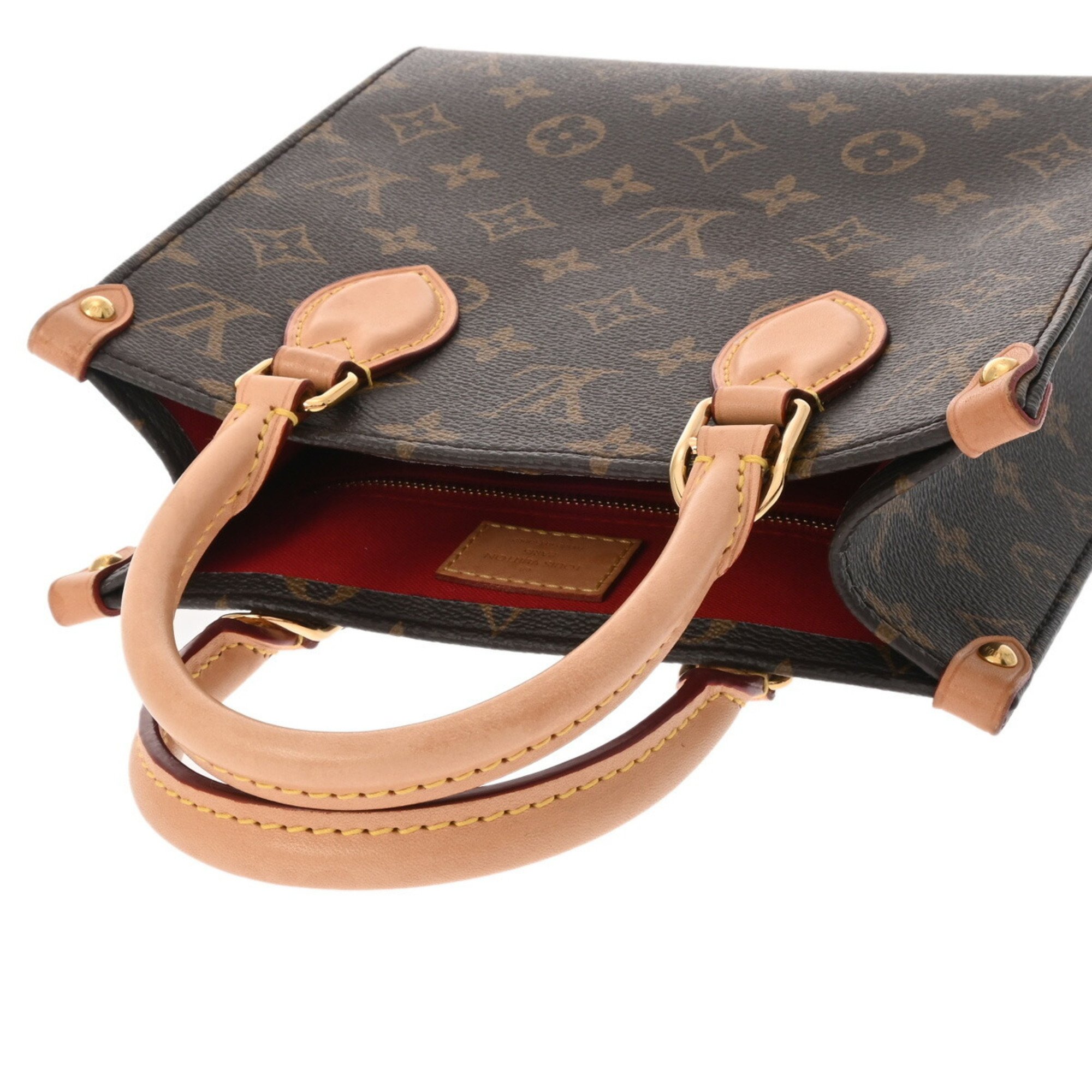 LOUIS VUITTON Louis Vuitton Monogram Sac Plat BB Tote Brown M45847 Unisex Canvas Handbag