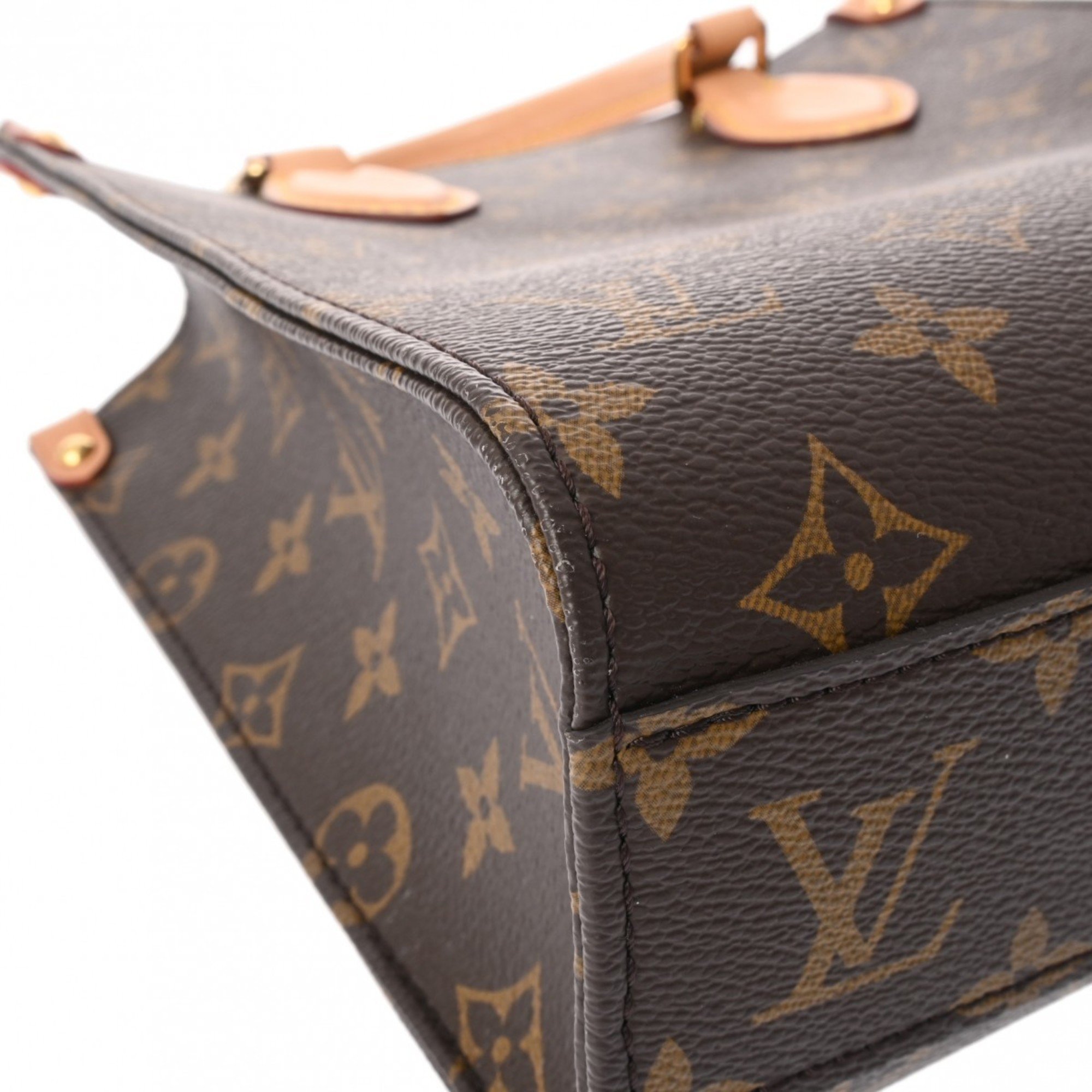 LOUIS VUITTON Louis Vuitton Monogram Sac Plat BB Tote Brown M45847 Unisex Canvas Handbag