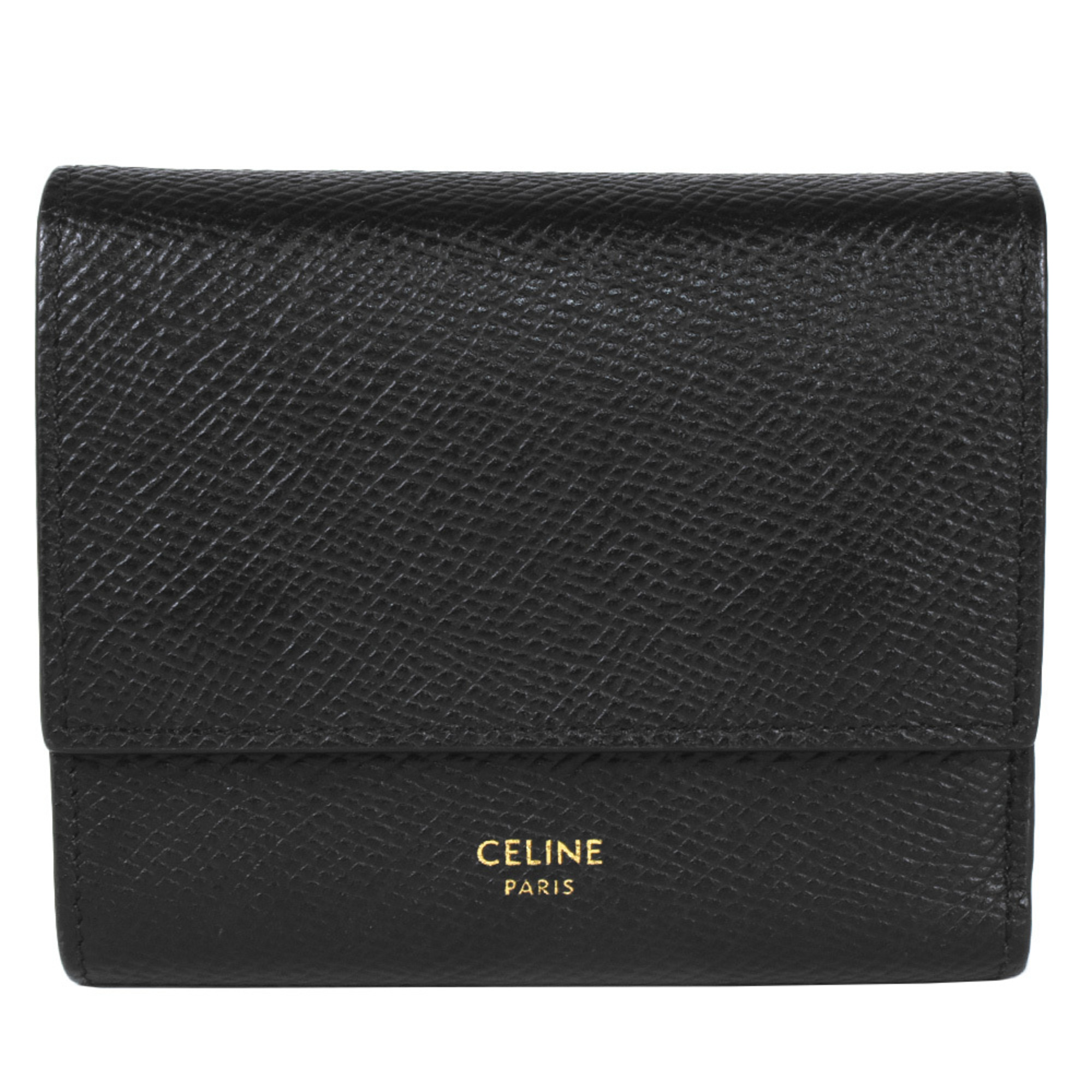 CELINE Small Trifold Wallet 10B573BEL.38NO Black Grained Calfskin