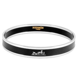 Hermes HERMES enamel bangle cuff metal black silver