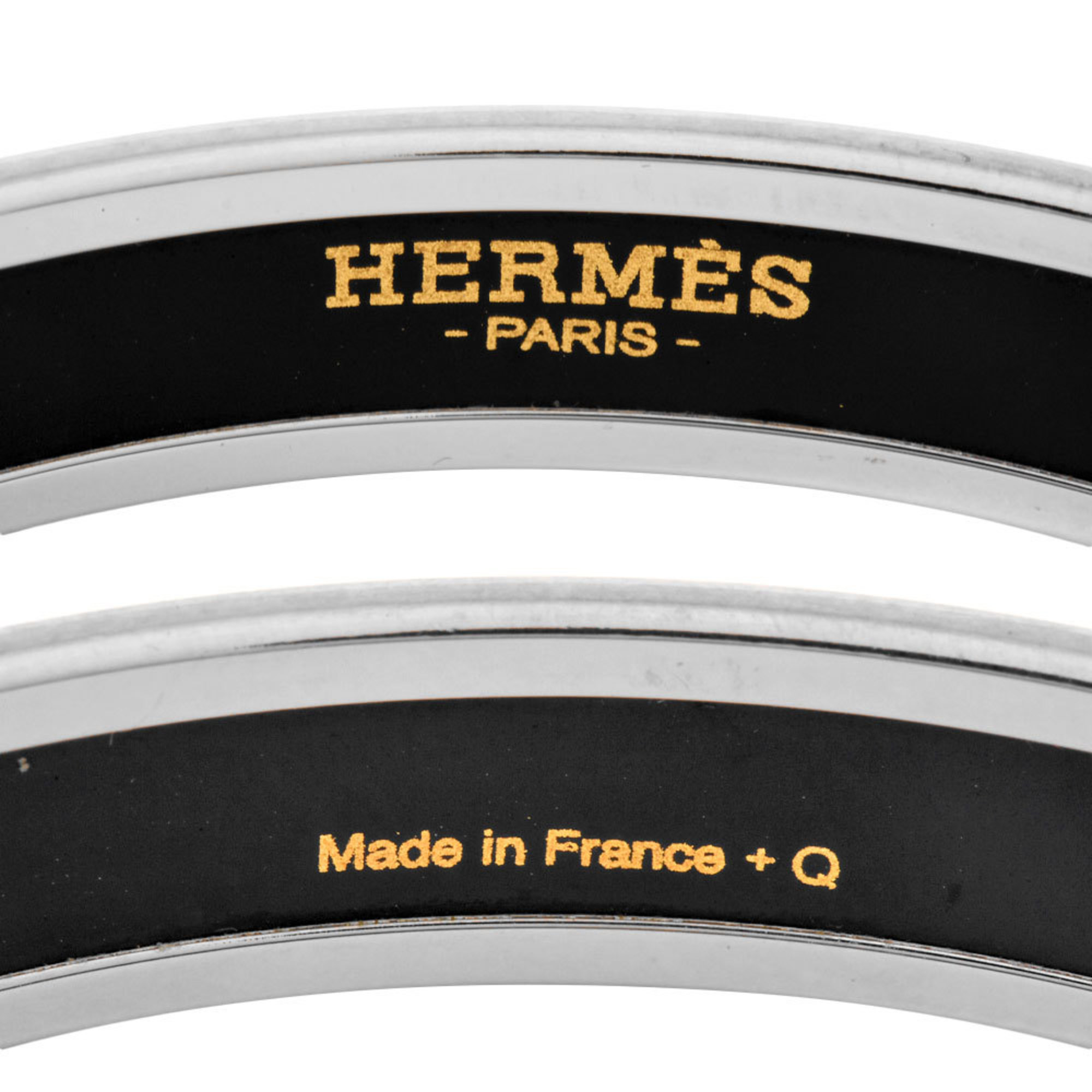 Hermes HERMES enamel bangle cuff metal black silver