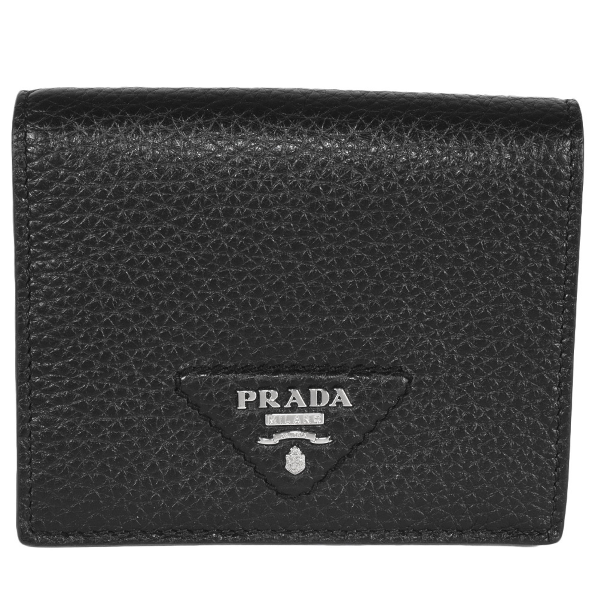 PRADA Vitello Dino Leather Bi-fold Wallet 1MV204 Black