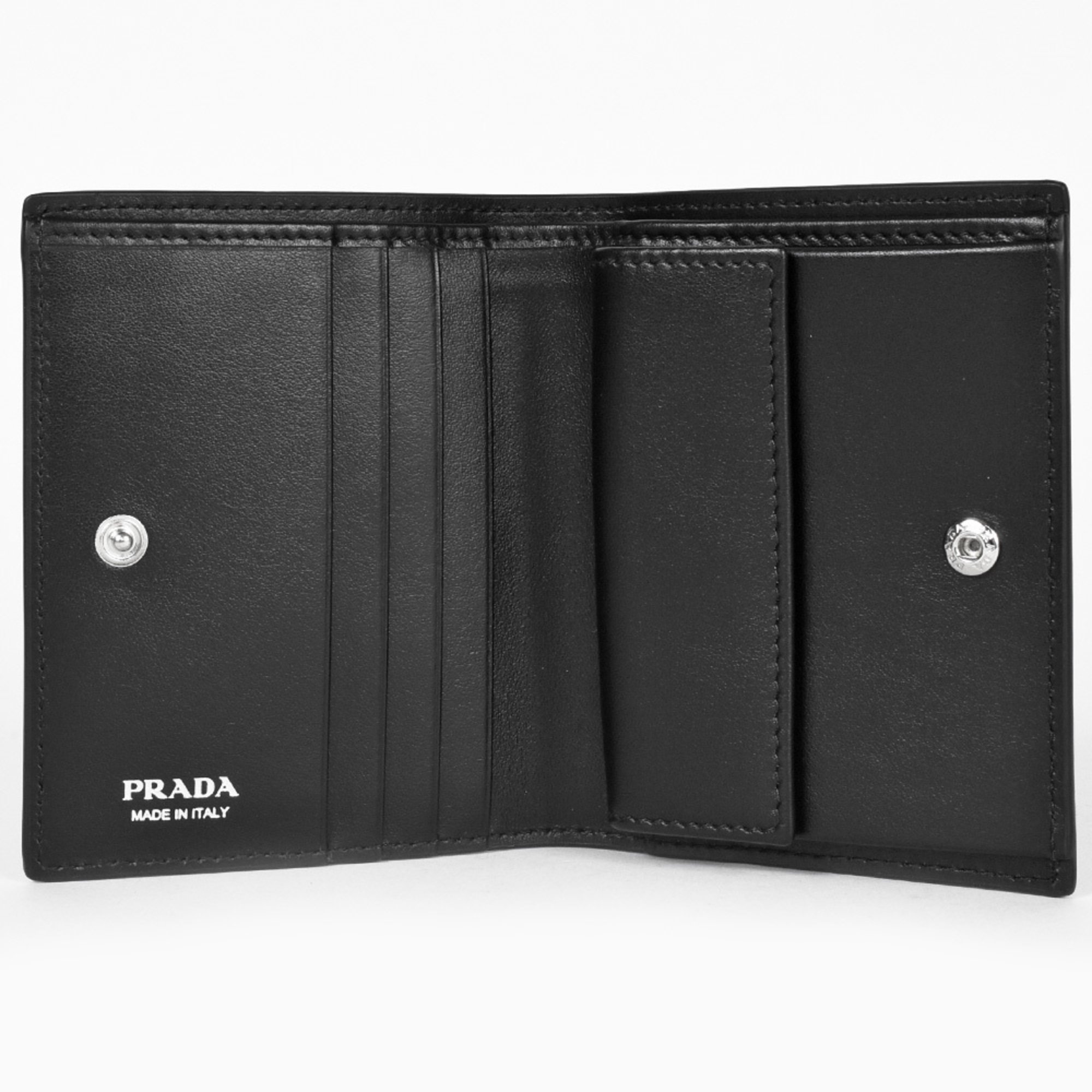 PRADA Vitello Dino Leather Bi-fold Wallet 1MV204 Black