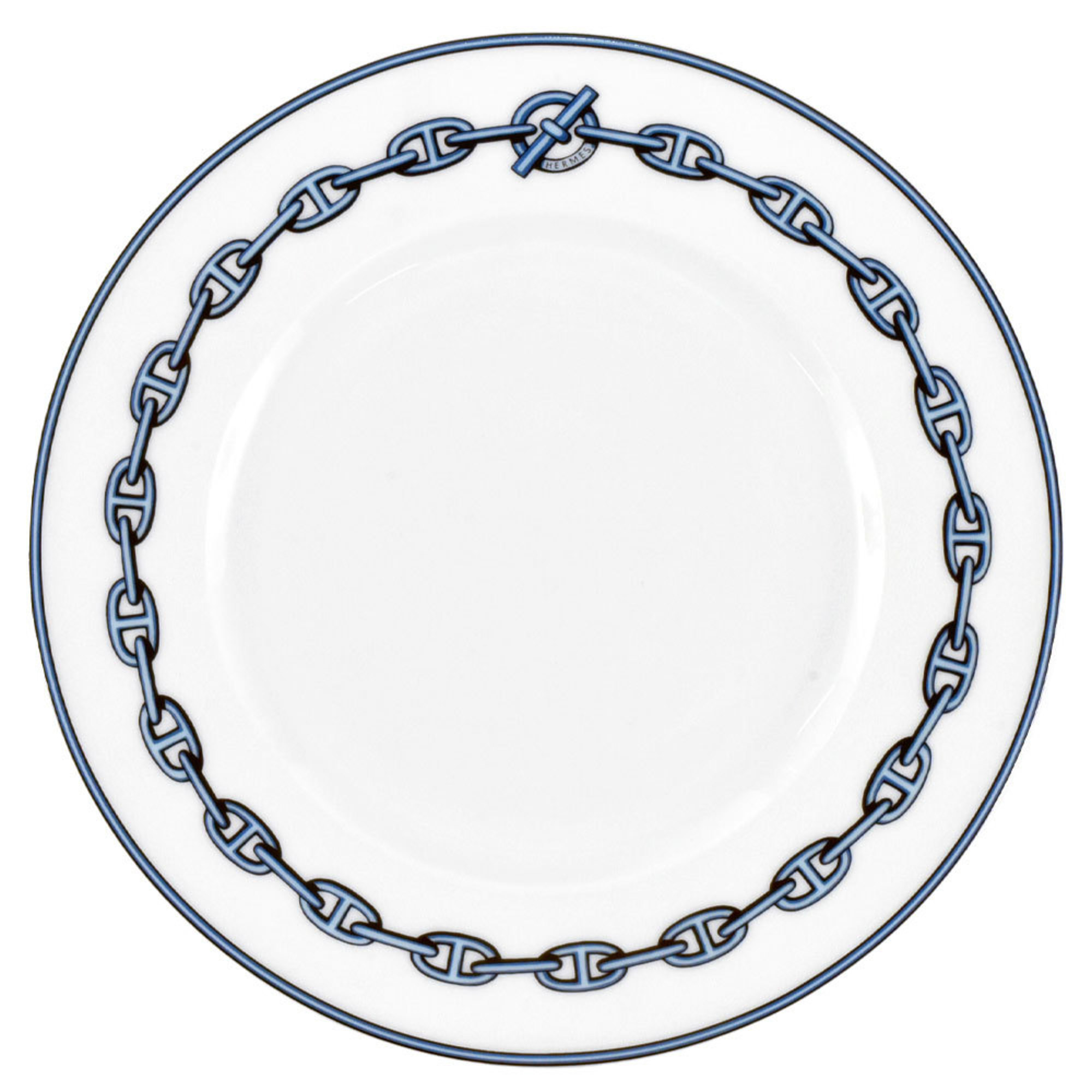 Hermes Chaine d'Ancre Plate, Blue, White, 22cm