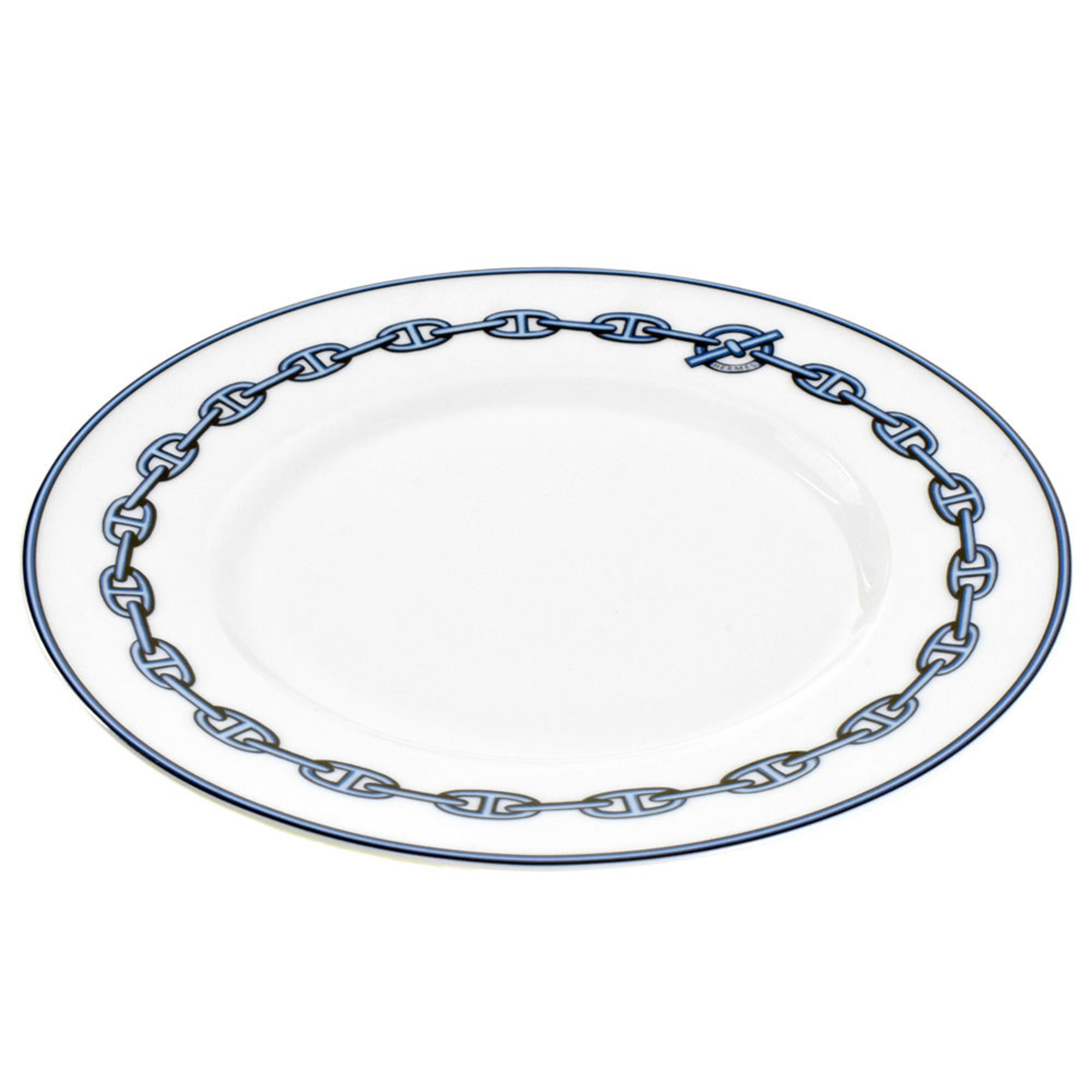 Hermes Chaine d'Ancre Plate, Blue, White, 22cm