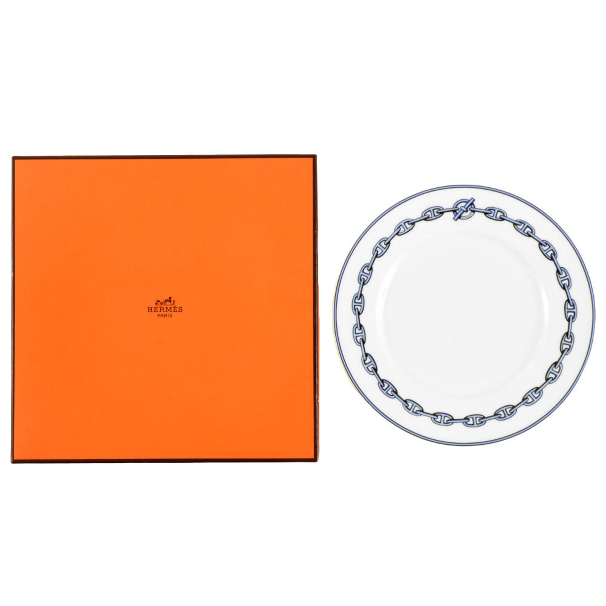 Hermes Chaine d'Ancre Plate, Blue, White, 22cm