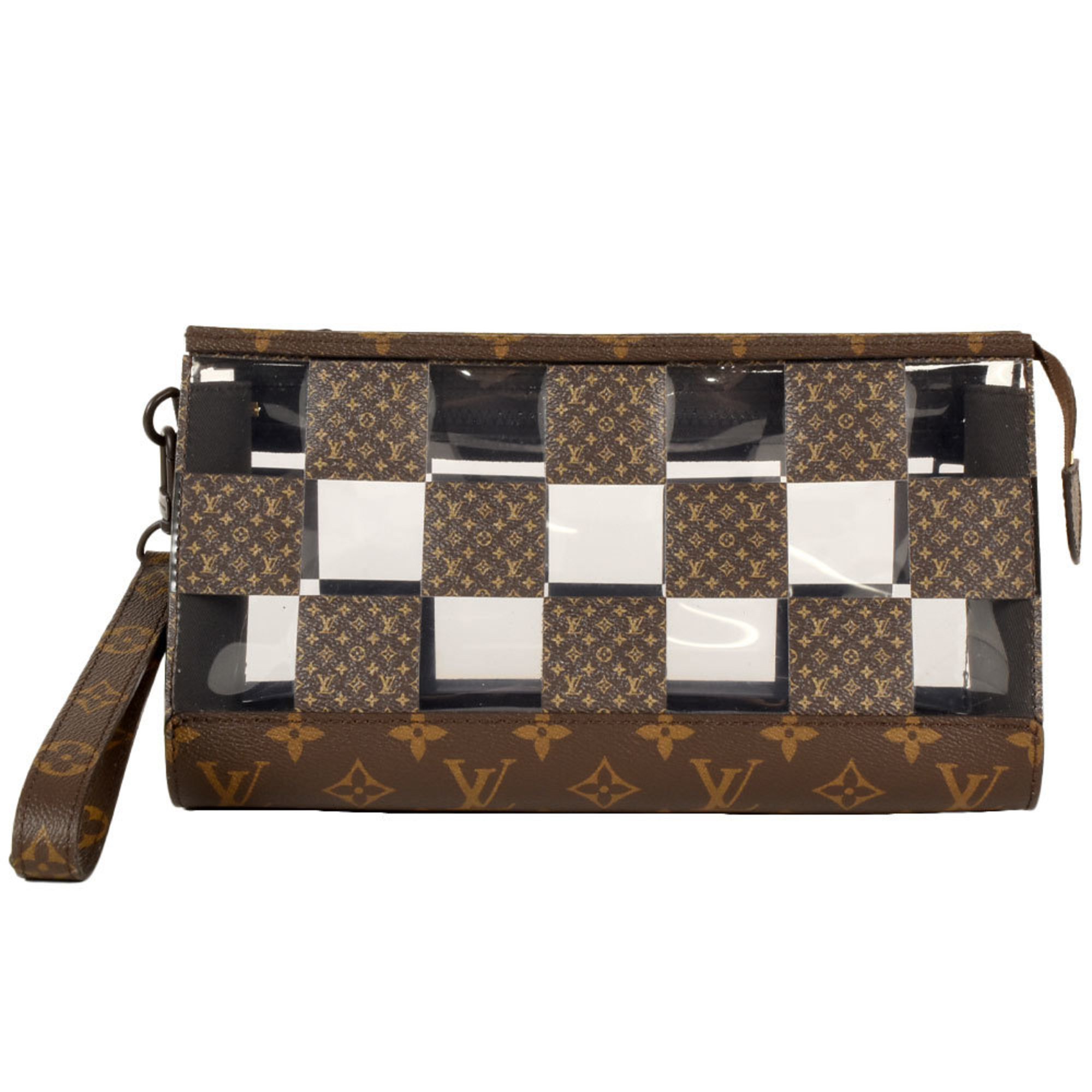 Louis Vuitton LOUIS VUITTON Monogram Chess Stand Pouch Second Bag Canvas M81588 RFID (IC Chip) Built-in Clutch