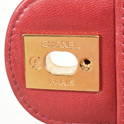 CHANEL Matelasse Chain Handbag Lambskin Red No. 3 Coco Mark Single Flap