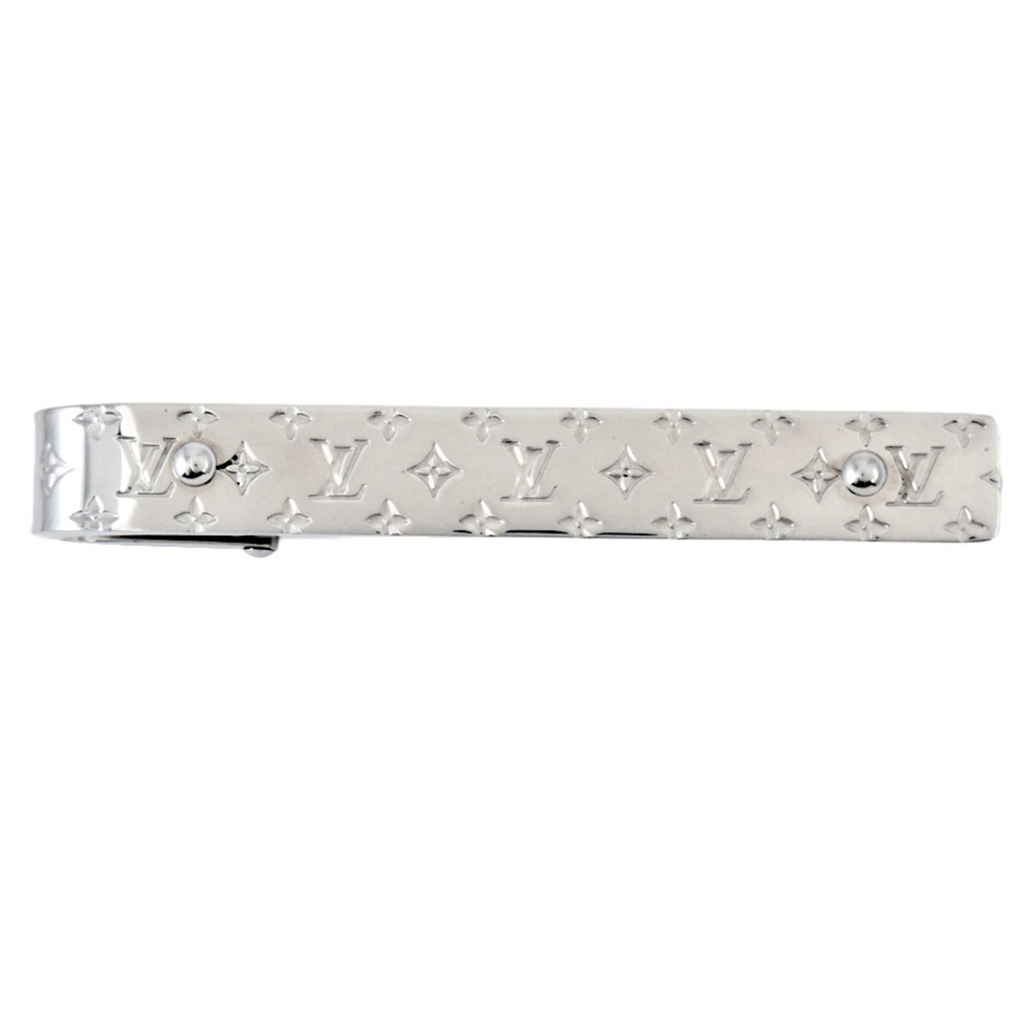 Louis Vuitton LOUIS VUITTON Tie Clip Monogram Bold Metal M00703 Silver LE2203 Bar