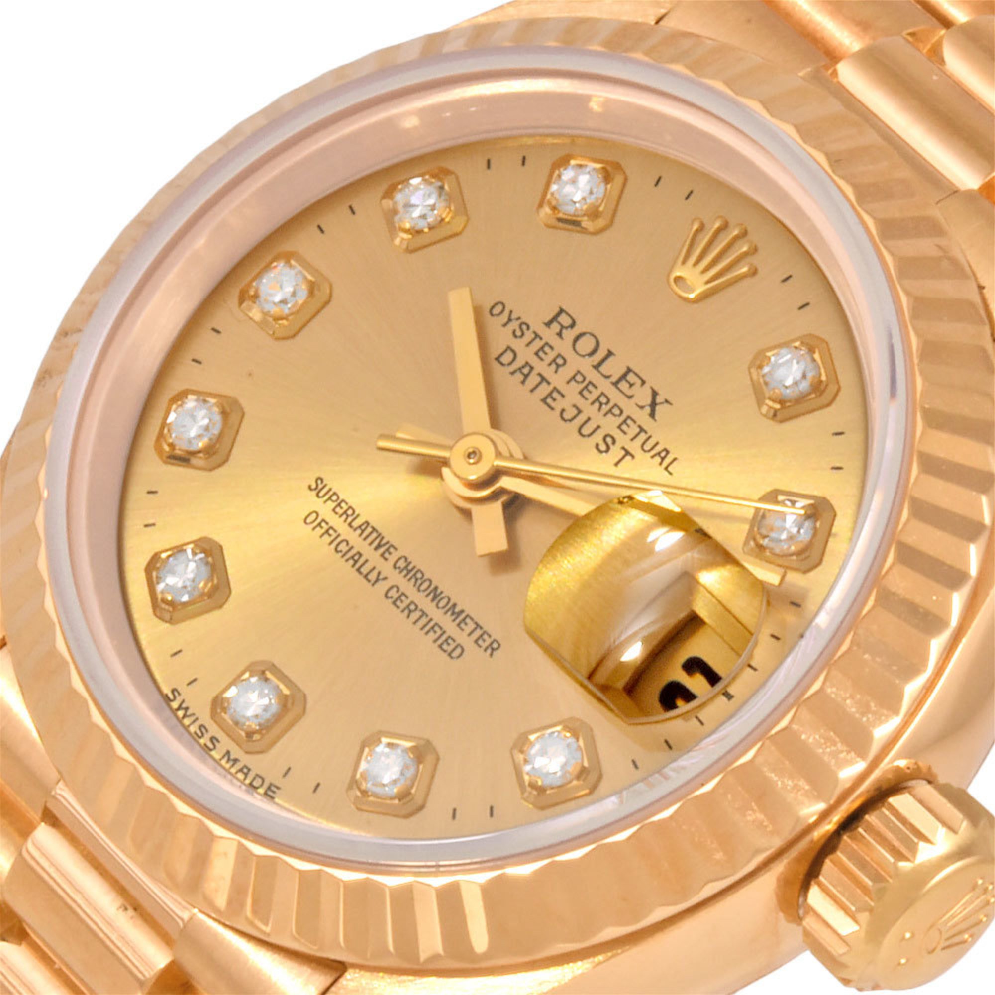 Rolex ROLEX 69178G Datejust 10P Diamond T Series (manufactured in 1996) Automatic Wristwatch Champagne Dial K18 Solid Gold Ladies