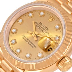 Rolex ROLEX 69178G Datejust 10P Diamond T Series (manufactured in 1996) Automatic Wristwatch Champagne Dial K18 Solid Gold Ladies