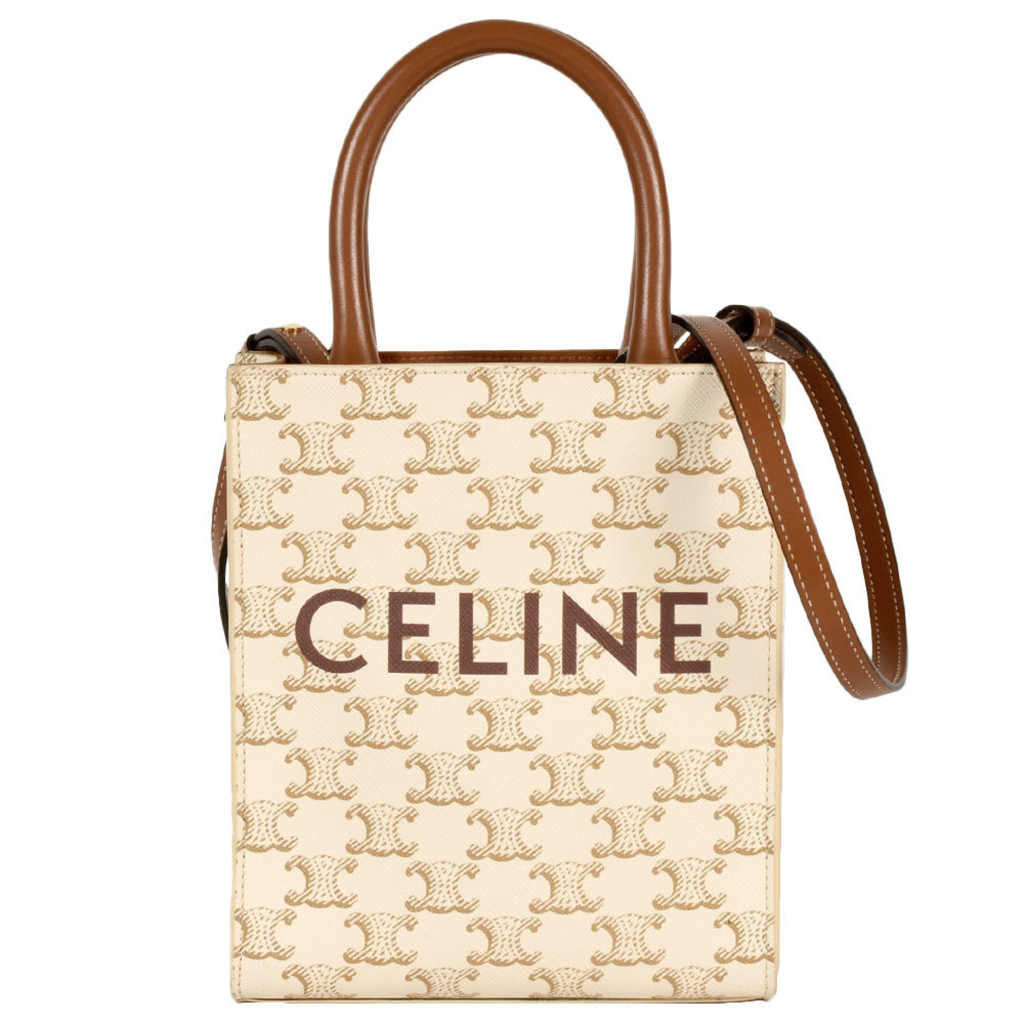 CELINE Vertical Cabas Tote Bag 194372BZK.01BC White Triomphe Canvas Leather