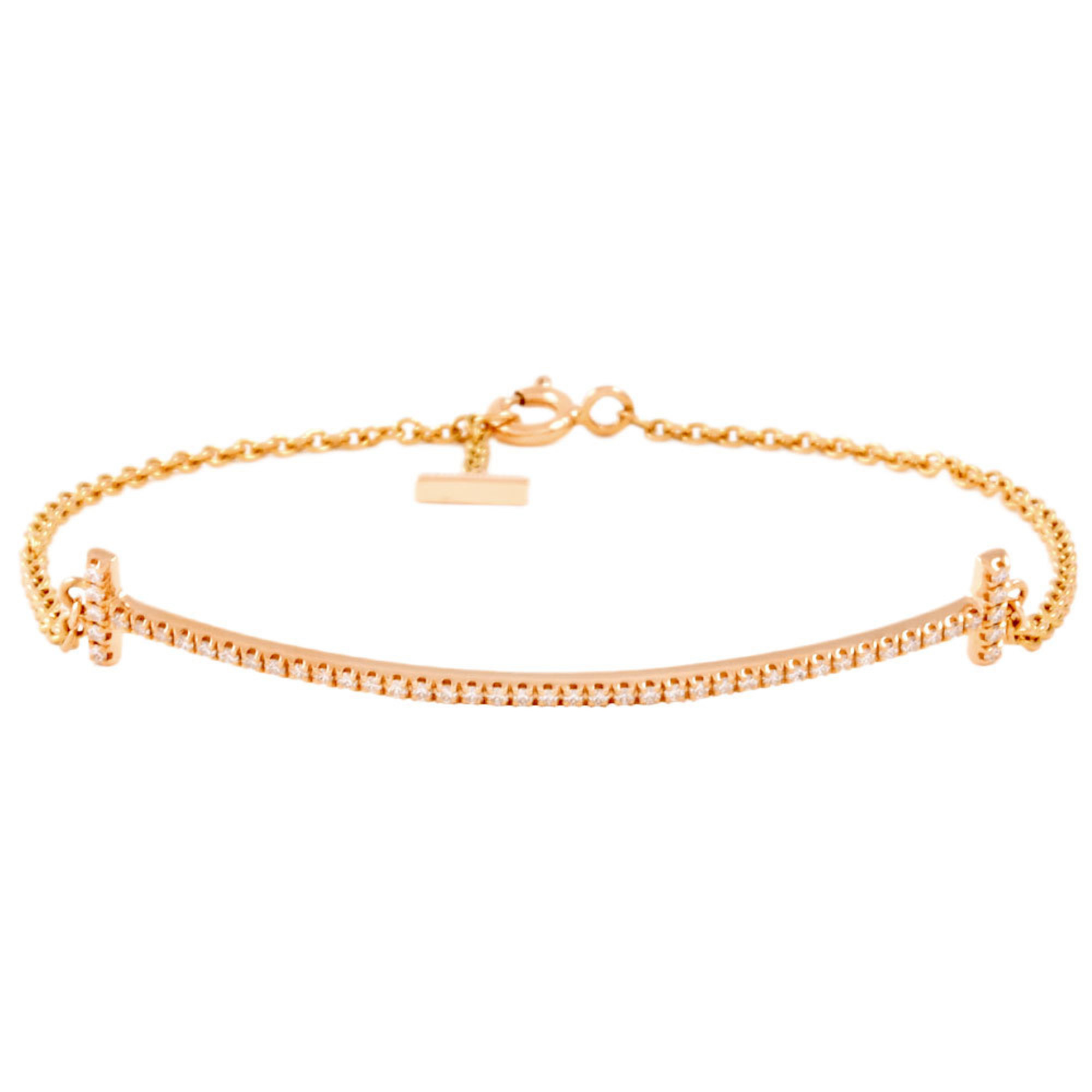 Tiffany & Co. T Smile Bracelet Diamond K18PG Ladies