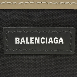 BALENCIAGA NAVY Small Cabas Handbag Canvas Leather 339933 Brown Unisex