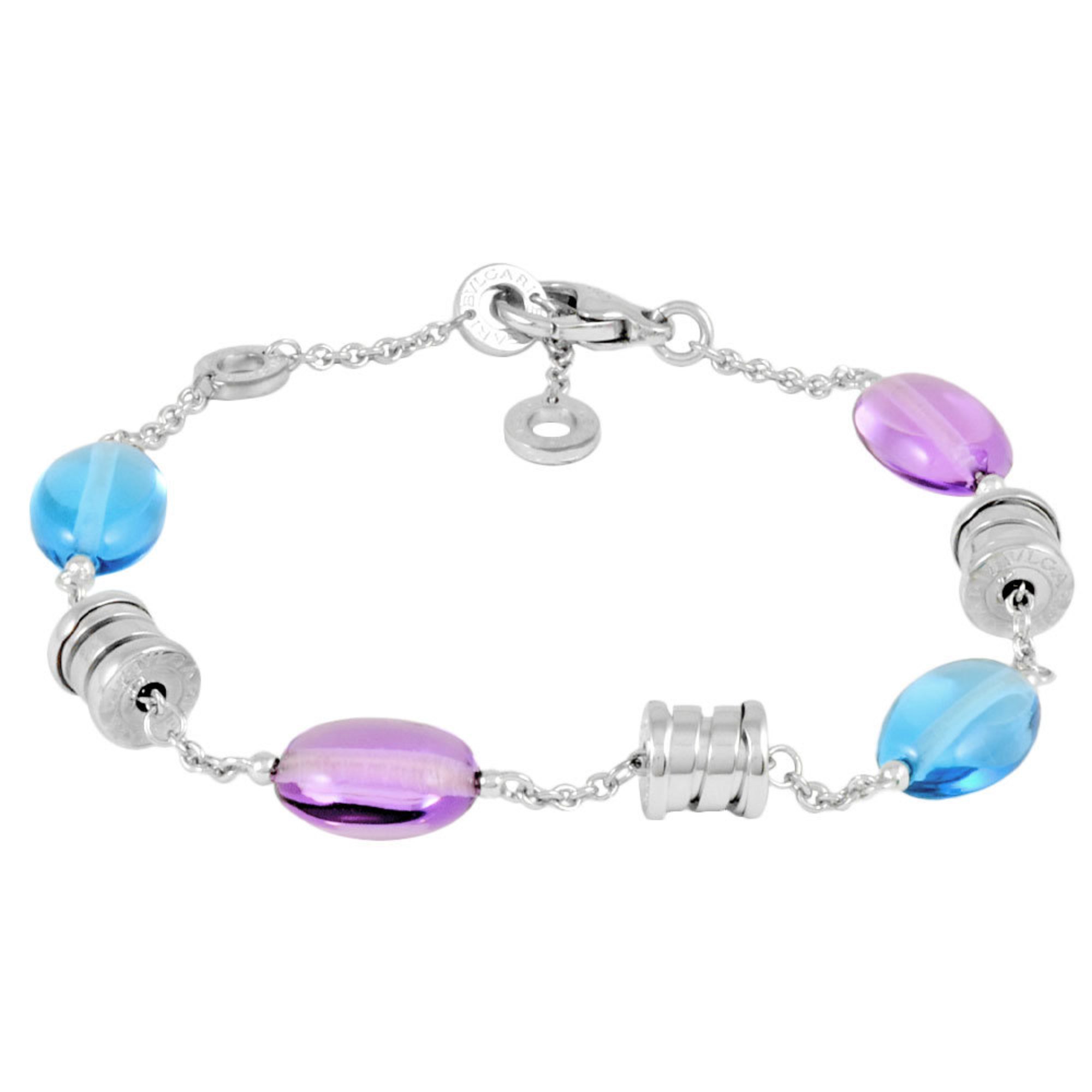 BVLGARI B-zero1 Element Bracelet Amethyst K18WG Blue Topaz Women's