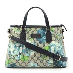 GUCCI GG Blooms handbag, tote bag, shoulder PVC, leather, beige, blue, 429019