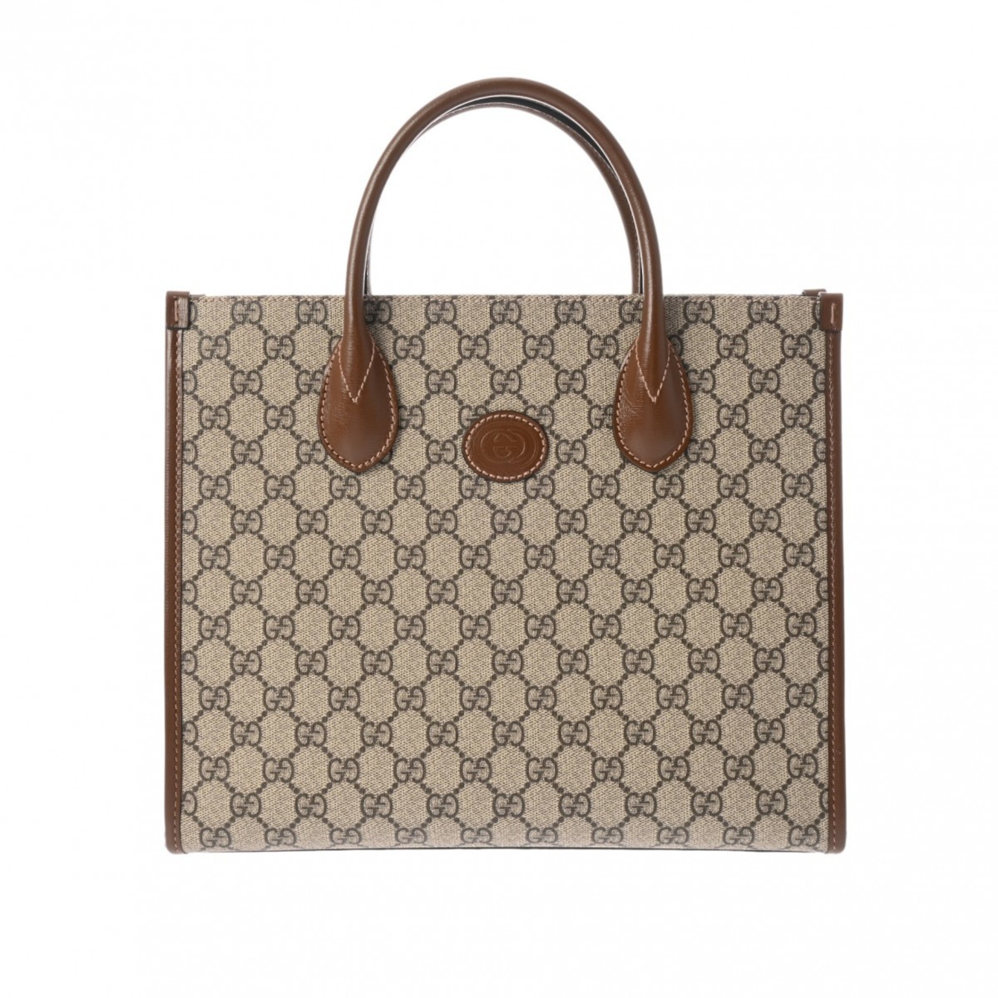 GUCCI GG Supreme Small Tote Beige/Brown Women's PVC Leather Bag